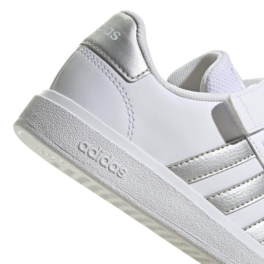 Adidas Παιδικά Grand Court Λευκά Ασημί Αυτοκόλητο - elBimbo - Κέρκυρα